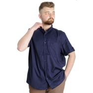 Mode XL 23302 Lacivert Gabardin Kısa Kol Tek Cep Erkek Gömlek