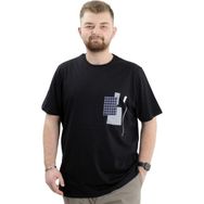 Mode XL U24045 Garnili Siyah Erkek T-shirt