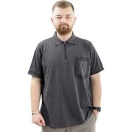 Mode XL U24325 Antrasit Polo Yaka Fermuarlı Erkek T-shirt