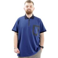 Mode XL U24325 İndigo Polo Yaka Fermuarlı Erkek T-shirt