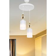 Modelight Axes Beyaz Karo Gold 2'li Opal Camli Avize