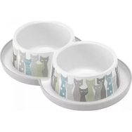 Moderna 2x350 ml 2'li Trendy Friends Maasai Beyaz Kedi Mama Kabı