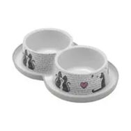 Moderna 2x350 ml Trendy Kedi Figürlü İkili Mama ve Su Kabı