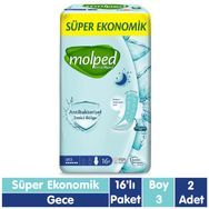Molped Extra Hijyen Antibakteriyel Gece 2 X 16 Adet Hijyenik Ped
