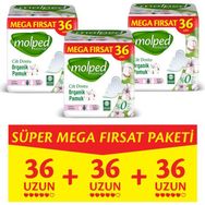 Molped Pure&Soft Uzun Süper Mega Paket 3x36 Adet Hijyenik Ped