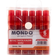 Mondo Kırmızı 6'lı Beyaz Tahta Kalem Kartuşu