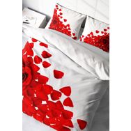 Monohome Beyaz Güller 3D Pamuk Saten Renkli Çift Kişilik 200x220 cm Nevresim Takımı