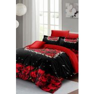 Monohome Black Rose 3D Pamuk Saten %100 Pamuk Çift Kişilik Nevresim Takımı