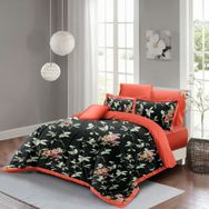 Monohome Black Somon Flower 3D Pamuk Saten Çift Kişilik Nevresim Takım