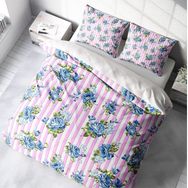 Monohome Blue Scattered Rose Naturel Çift Kişilik Nevresim Takımı