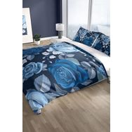 Monohome Cattleya Blue Flower 3D Pamuk Saten Çift Kişilik Nevresim Takımı