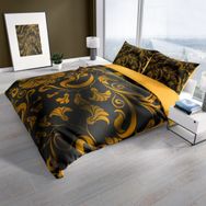 Monohome Cattleya Gold Leaves 3d Pamuk Saten Çift Kişilik Nevresim Takımı