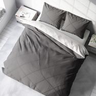 Monohome Deluxe Çift Taraflı Pamuk Ranforce Gri Beyaz 200x220 cm Çift Kişilik Nevresim Takımı