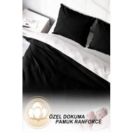 Monohome Deluxe Çift Taraflı Pamuk Ranforce Siyah Beyaz 200x220 cm Çift Kişilik Nevresim Takımı