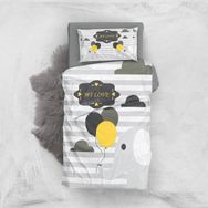 Monohome Gray Love 3D Pamuk Saten Bebek Nevresim Takımı