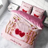 Monohome Happy Valentines Day Pamuk Saten Çift Kişilik Nevresim Takımı
