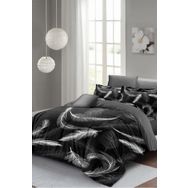 Monohome Lastikli Çarşaflı %100 Pamuk Saten Dark Feather Çift Kişilik Nevresim Takımı
