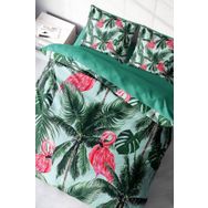 Monohome Lastikli Çarşaflı %100 Pamuk Saten Flamingo II Çift Kişilik Nevresim Takımı