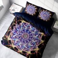 Monohome Mandala 1 3D Pamuk Saten Renkli Çift Kişilik 200x220 cm Nevresim Takımı