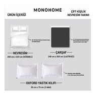 Monohome Mistique Flowers 3D Pamuk Saten Kahverengi Çift Kişilik Nevresim Takım