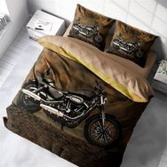 Monohome Motorcycles 3D Pamuk Saten Çift Kişilik Nevresim Takımı