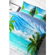 Monohome Palm 3D Pamuk Saten Renkli Çift Kişilik 200x220 cm Nevresim Takımı
