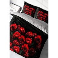 Monohome Red Black Roses 3D Renkli Çift Kişilik 200x220 cm Nevresim Takımı