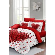 Monohome Red Love 3D Pamuk Saten %100 Pamuk Çift Kişilik Nevresim Takımı