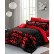 Monohome Sevgililer Günü %100 Pamuk Saten Black Rose Çift Kişilik Nevresim Takımı