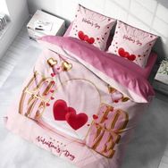 Monohome Sevgililer Günü Pamuk Saten Happy Valentine's Day Çift Kişilik Nevresim Takımı