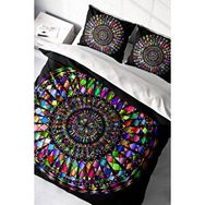 Monohome Sık Dokuma Pamuk Saten 3D Özel Tasarım Mandala 4 Çift Kişilik Nevresim Takımı