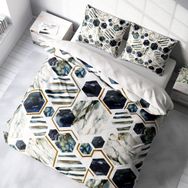 Monohome White Hexagon 3D Pamuk Saten Çift Kişilik Nevresim Takımı