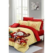 Monohome Yılbaşı Süsü Noel Baba Noel %100 Pamuk Saten 3D Çift Kişilik Nevresim Takımı