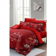 Monohome Yılbaşı Süsü Snowflake Noel %100 Pamuk Saten 3D Çift Kişilik Nevresim Takımı