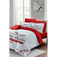 Monohome Yılbaşı Süsü Wıshing You Noel %100 Pamuk Saten 3D Çift Kişilik Nevresim Takımı