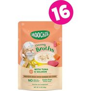 Moochie 16x40 gr Parça Ton Balıklı ve Somonlu Tahılsız Kedi Çorbası