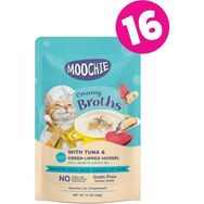 Moochie 16x40 gr Ton Balıklı ve Yeşil Midyeli Tahılsız Kedi Çorbası