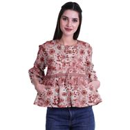 Moomaya Boho Pamuk Yuvarlak Yaka Açık Kırmızı Günlük Kadın Bluz