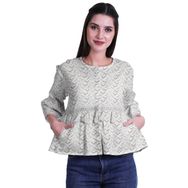 Moomaya Boho Pamuk Yuvarlak Yaka Kahverengi 2 Günlük Kadın Bluz