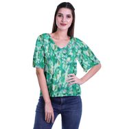 Moomaya Boho Viskoz V Yaka Deniz Yeşili Kadın Bluz