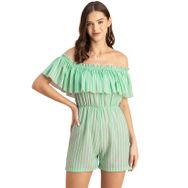 Moomaya Jorjet Trendy Şık Baskılı Kapalı Yeşil Mint Green Kadın Tulum