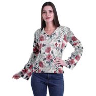 Moomaya Kurti Dantel Detaylı Baskılı Uzun Kollu Koyu Şeftali Kurta Kadın Tunik