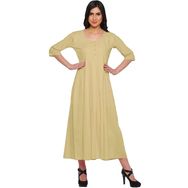 Moomaya Kurti Hint Düz Uzun Bej 2 Kadın Elbise