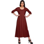 Moomaya Kurti Hint Düz Uzun Bordo Kadın Elbise