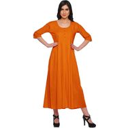 Moomaya Kurti Hint Uzun Turuncu Kadın Elbise