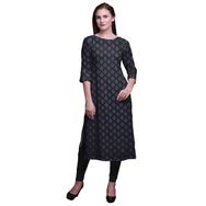 Moomaya Kurtis Baskılı Düz Siyah Kurta Kadın Tunik