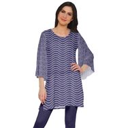Moomaya Poly Krep Kurtis Baskılı Kimono Kollu Hint Berry Kadın Elbise