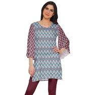 Moomaya Poly Krep Kurtis Baskılı Kimono Kollu Hint Kırmızı 2 Kadın Elbise