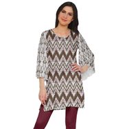 Moomaya Poly Krep Kurtis Baskılı Kimono Kollu Hint Parlak Bronz Kadın Elbise