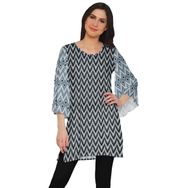 Moomaya Poly Krep Kurtis Baskılı Kimono Kollu Hint Siyah 3 Kadın Elbise